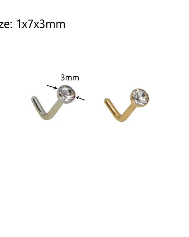 1pcs Stainless Steel Zircon Nose Stud Steptum Ring Nose Studs Hooks Bar Pin Nose Rings Earring Women Body Piercing Jewellery