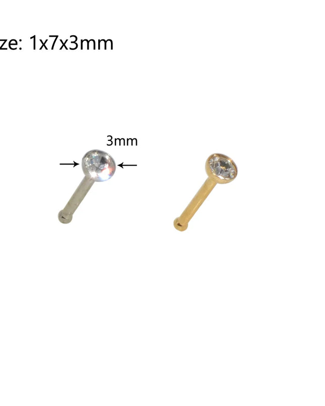 1pcs Stainless Steel Zircon Nose Stud Steptum Ring Nose Studs Hooks Bar Pin Nose Rings Earring Women Body Piercing Jewellery