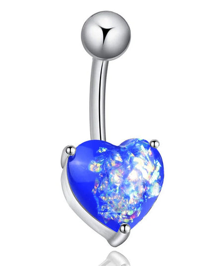 Navel Belly Piercing Button Ring Glitter Love Heart Decor Piercing Navel Nail Sexy for Women Body Jewelry LL@17