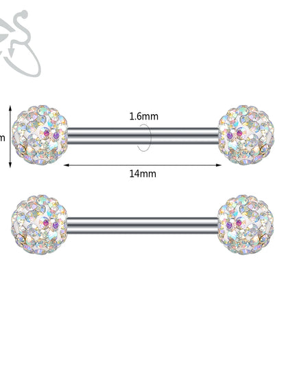 ZS 2PCS Stainless Steel Nipple Piercing Bar For Women 14G Crystal Heart Nipple Shield Ring Horseshoe Barbell Sexy Nipple Jewelry