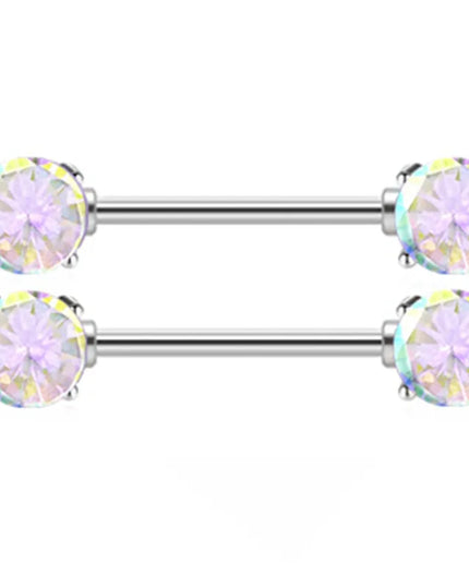 1Pair Stainless Steel Crystal Nipple Piercing Barbell Lot 14Gcharming Opal Nipple Piercing Jewelry Bulk Sexy Nipple Piercing Set