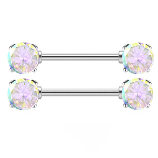 1Pair Stainless Steel Crystal Nipple Piercing Barbell Lot 14Gcharming Opal Nipple Piercing Jewelry Bulk Sexy Nipple Piercing Set