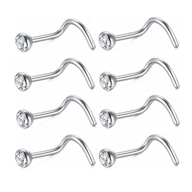 12/24/36Pcs L Shape Nose Ring Curve Pack Crystal Straight Nose Ring Set Nose Stud Lot Piercing Nariz Cuff Nase Pircing Nose Clip