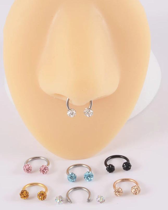 1PC Bling Ferido Nose Septum Rings Horseshoe Piercing Jewelry 16G Cartilage Helix Tragus Earrings Hoop Lip Piercing Retainer 8mm