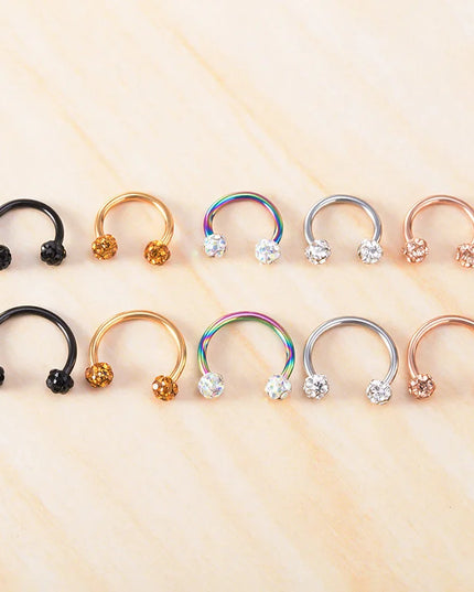 1PC Bling Ferido Nose Septum Rings Horseshoe Piercing Jewelry 16G Cartilage Helix Tragus Earrings Hoop Lip Piercing Retainer 8mm