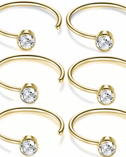 12/24/36Pcs L Shape Nose Ring Curve Pack Crystal Straight Nose Ring Set Nose Stud Lot Piercing Nariz Cuff Nase Pircing Nose Clip