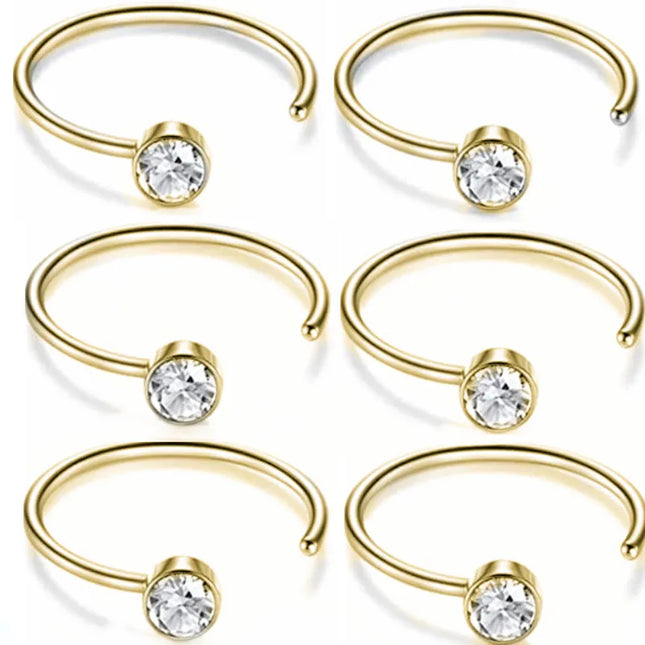 12/24/36Pcs L Shape Nose Ring Curve Pack Crystal Straight Nose Ring Set Nose Stud Lot Piercing Nariz Cuff Nase Pircing Nose Clip