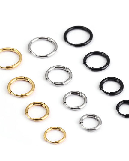 1 pair Women/Man Stainless Steel Small Hoops Earring Piercing Ear Cartilage Tragus Simple Thin Circle Anti-allergic Ear Buckle