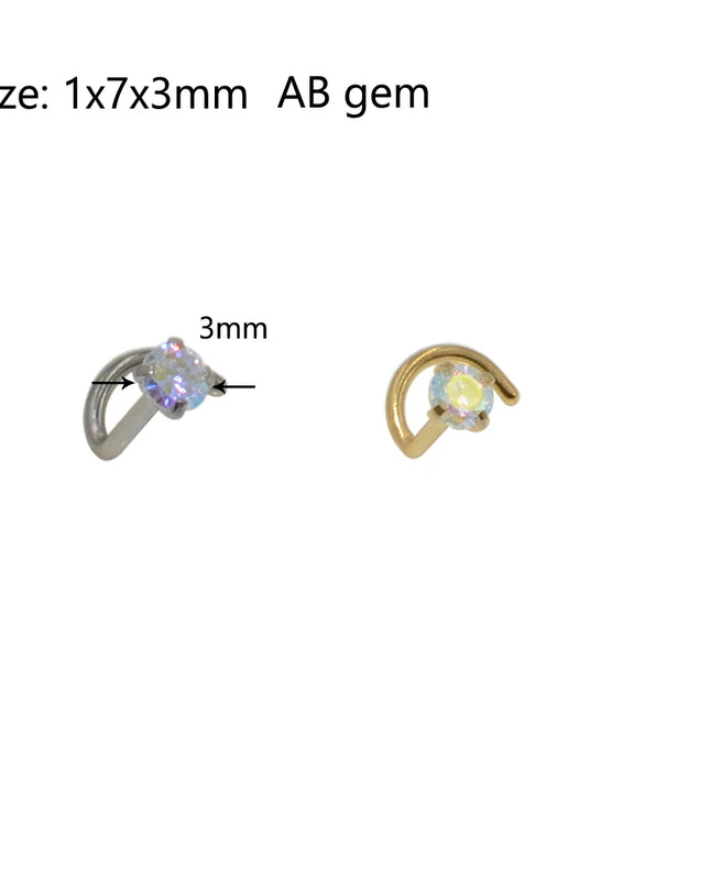 1pcs Stainless Steel Zircon Nose Stud Steptum Ring Nose Studs Hooks Bar Pin Nose Rings Earring Women Body Piercing Jewellery