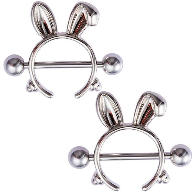 2pcs Stainless Steel Nipple Ring Piercing Barbell Shield Bar 14G Nipple Cover Adult Game for Women Sexy Breast Body Jewelry Gift