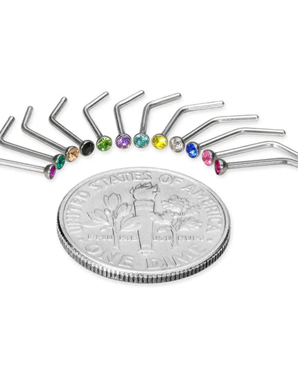 12/24/36Pcs L Shape Nose Ring Curve Pack Crystal Straight Nose Ring Set Nose Stud Lot Piercing Nariz Cuff Nase Pircing Nose Clip
