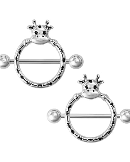 2pcs Stainless Steel Nipple Ring Piercing Barbell Shield Bar 14G Nipple Cover Adult Game for Women Sexy Breast Body Jewelry Gift