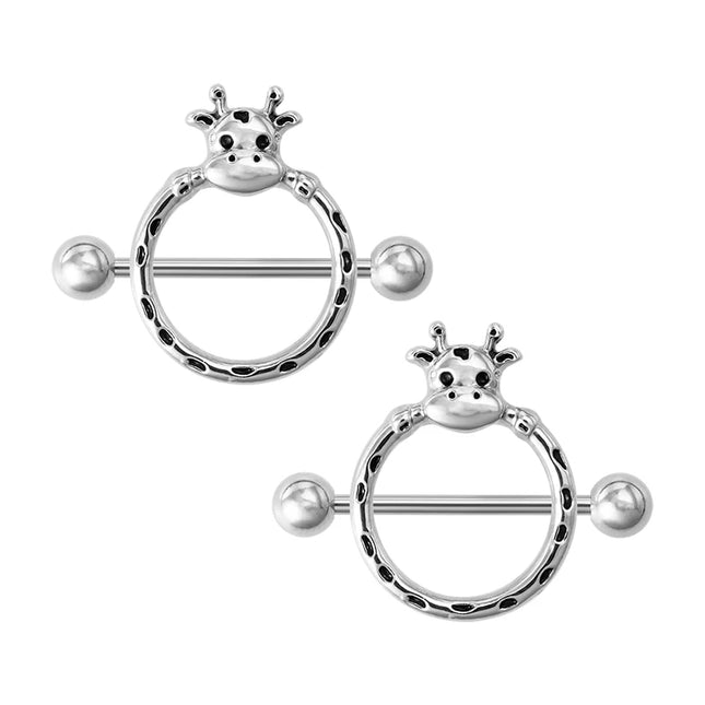 2pcs Stainless Steel Nipple Ring Piercing Barbell Shield Bar 14G Nipple Cover Adult Game for Women Sexy Breast Body Jewelry Gift