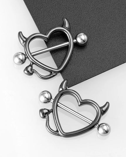 1 Pair 14G Stainless steel Breast Piercing Jewelry Heart Nipple Piercing Bar Nipple Rings Shield Cover Barbell Sexy Piercings