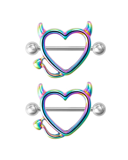 1 Pair 14G Stainless steel Breast Piercing Jewelry Heart Nipple Piercing Bar Nipple Rings Shield Cover Barbell Sexy Piercings