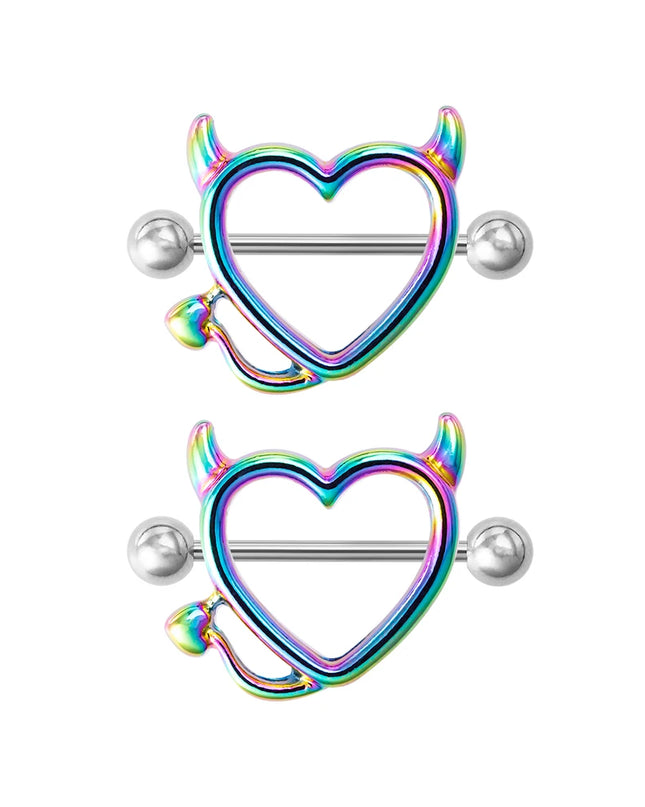 1 Pair 14G Stainless steel Breast Piercing Jewelry Heart Nipple Piercing Bar Nipple Rings Shield Cover Barbell Sexy Piercings