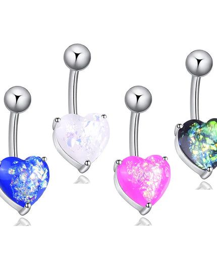 Navel Belly Piercing Button Ring Glitter Love Heart Decor Piercing Navel Nail Sexy for Women Body Jewelry LL@17