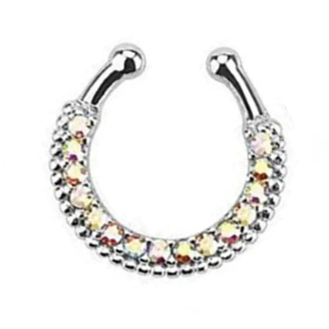1PCS Stainless Steel Fake Nose Ring Clip On Septum Piercing Faux Hoop Indian Nose Ring Pircing Nariz Punk Body Piercing Jewelry