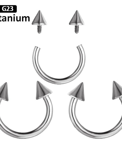 F136 Titanium Hoop Nose Rings Internally Threaded  Septum Lip Circular Barbell Horseshoe Ear Tragus Helix Earrings Nose Piercing