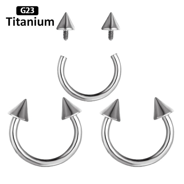 F136 Titanium Hoop Nose Rings Internally Threaded  Septum Lip Circular Barbell Horseshoe Ear Tragus Helix Earrings Nose Piercing