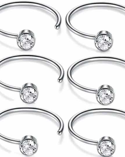 12/24/36Pcs L Shape Nose Ring Curve Pack Crystal Straight Nose Ring Set Nose Stud Lot Piercing Nariz Cuff Nase Pircing Nose Clip