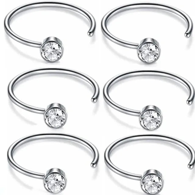 12/24/36Pcs L Shape Nose Ring Curve Pack Crystal Straight Nose Ring Set Nose Stud Lot Piercing Nariz Cuff Nase Pircing Nose Clip