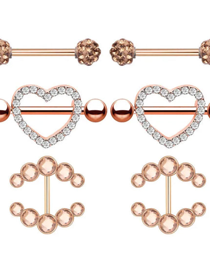 1 Pairs Sexy Heart Nipple Rings CZ Crystal Barbell Nipple Piercing Shield Women Man 316L Steel Body Piercing Jewelry Oreja 14G