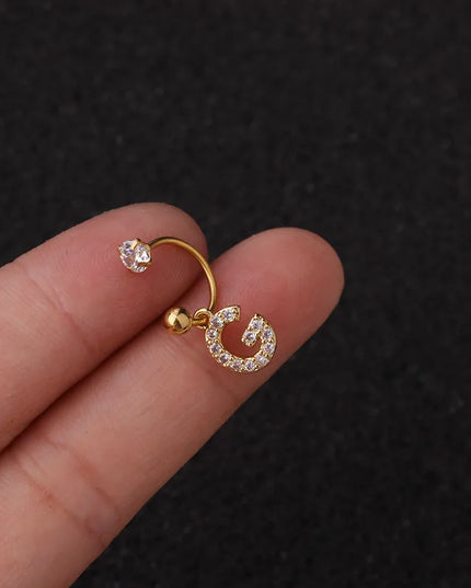1Pc  English Letter Piercing  Tragus Piercing Jewelry Septo Nose Lip Ear Septum Cartilage Captive Hoop Ring Jewelry Pendientes