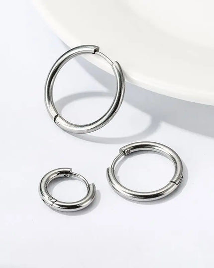 1 pair Women/Man Stainless Steel Small Hoops Earring Piercing Ear Cartilage Tragus Simple Thin Circle Anti-allergic Ear Buckle