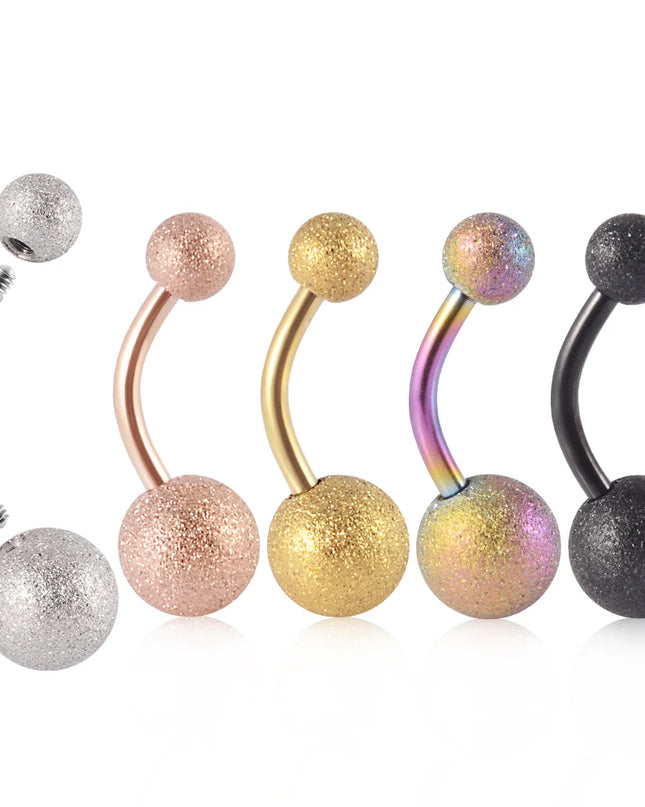 1Piece Surgical Steel Anodized Belly Button Rings Matte Balls Navel Studs Banana  Curved Barbell Body Piercing Jewelry 14g