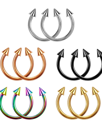 Stainless Steel Cone Spike Horseshoe Circular Septum Nose Ring Nipple Hoops Nose Septum Eyebrow Ear Piercing Body Jewelry