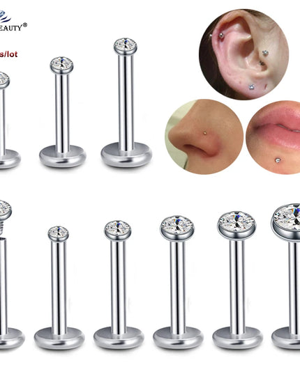 5 Pcs/Lot 1.5~4mm Gem 16G 6/8/10mm Bar Nose Ring Stud Helix Piercing Oreja Labret Lip Ring Ear Piercing Tragus Earrings Jewelry