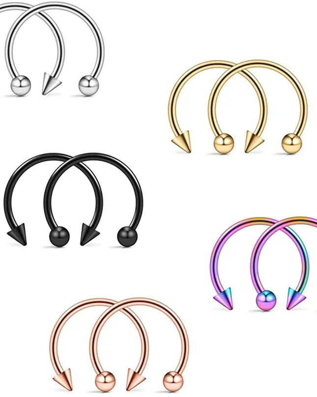 Punk C Shape Steel Nose Ring Horseshoe Lip Ring puncture Hook Clip Earrings Septum  No Allergic Body Piercing Jewelry Nose Rings