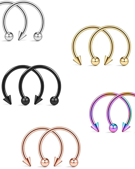 Punk C Shape Steel Nose Ring Horseshoe Lip Ring puncture Hook Clip Earrings Septum  No Allergic Body Piercing Jewelry Nose Rings