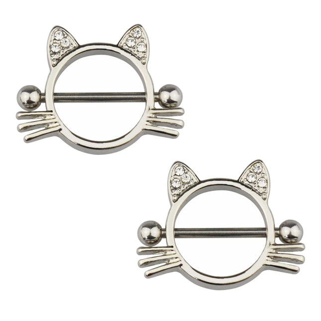 2pcs Stainless Steel Nipple Ring Piercing Barbell Shield Bar 14G Nipple Cover Adult Game for Women Sexy Breast Body Jewelry Gift