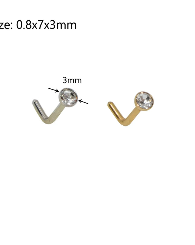 1pcs Stainless Steel Zircon Nose Stud Steptum Ring Nose Studs Hooks Bar Pin Nose Rings Earring Women Body Piercing Jewellery