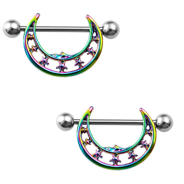 2pcs Stainless Steel Nipple Ring Piercing Barbell Shield Bar 14G Nipple Cover Adult Game for Women Sexy Breast Body Jewelry Gift