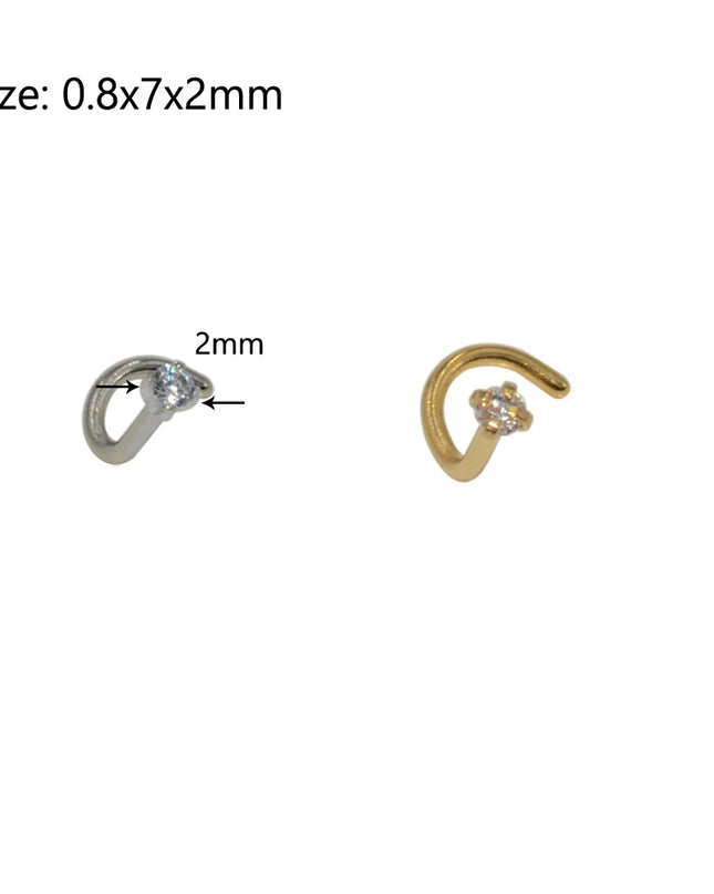 1pcs Stainless Steel Zircon Nose Stud Steptum Ring Nose Studs Hooks Bar Pin Nose Rings Earring Women Body Piercing Jewellery