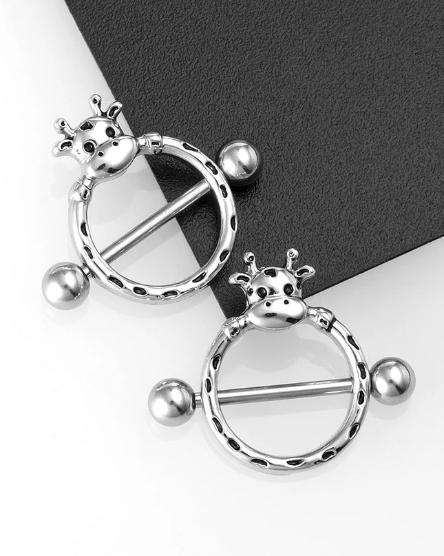 1 Pair 14G Stainless steel Breast Piercing Jewelry Heart Nipple Piercing Bar Nipple Rings Shield Cover Barbell Sexy Piercings