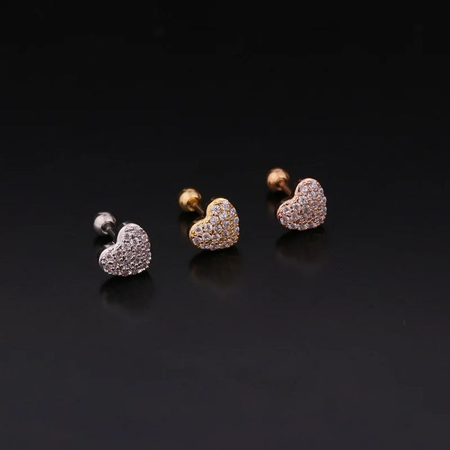Cz EarTragus Cartilage Piercing Crystal Flower Skull Heart Pearl Earrings Barbell Piercing Orelha Ear Stud Helix Sexy Jewelry