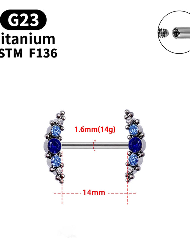 1 Pcs G23 Titanium Nipple Piercing 14g Spiral CZ Barbell Nipple Ring Adult Game Bondage Sexy Body Piercing Jewelry Lover Gift