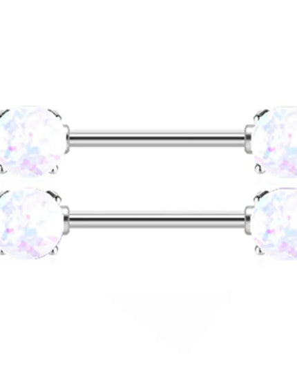 1Pair Stainless Steel Crystal Nipple Piercing Barbell Lot 14Gcharming Opal Nipple Piercing Jewelry Bulk Sexy Nipple Piercing Set