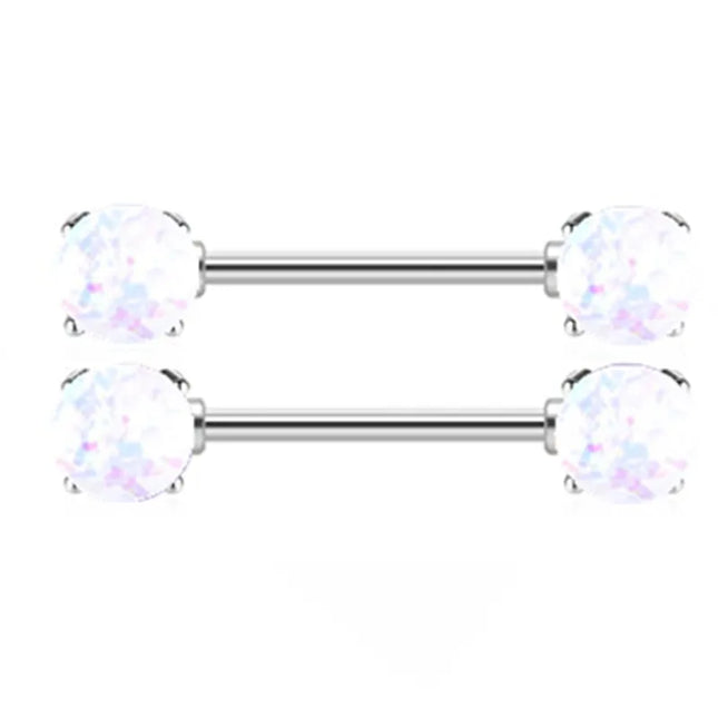 1Pair Stainless Steel Crystal Nipple Piercing Barbell Lot 14Gcharming Opal Nipple Piercing Jewelry Bulk Sexy Nipple Piercing Set