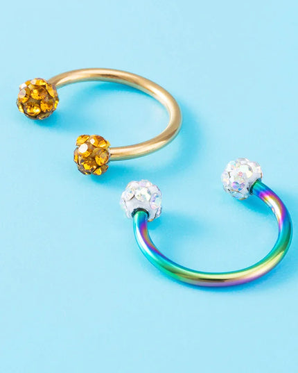 1PC Bling Ferido Nose Septum Rings Horseshoe Piercing Jewelry 16G Cartilage Helix Tragus Earrings Hoop Lip Piercing Retainer 8mm