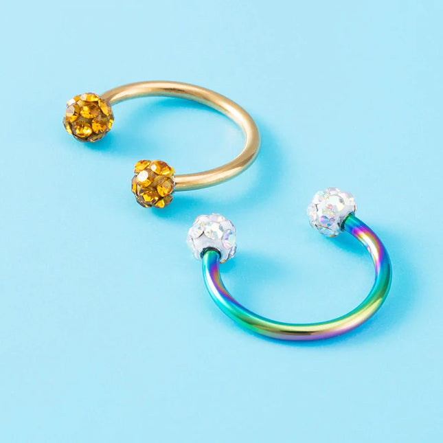 1PC Bling Ferido Nose Septum Rings Horseshoe Piercing Jewelry 16G Cartilage Helix Tragus Earrings Hoop Lip Piercing Retainer 8mm