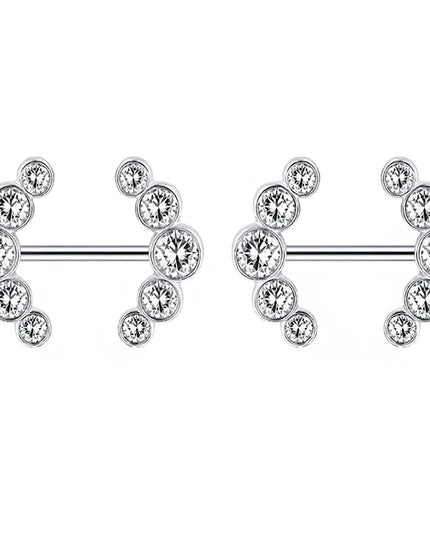 1 Pairs Sexy Heart Nipple Rings CZ Crystal Barbell Nipple Piercing Shield Women Man 316L Steel Body Piercing Jewelry Oreja 14G