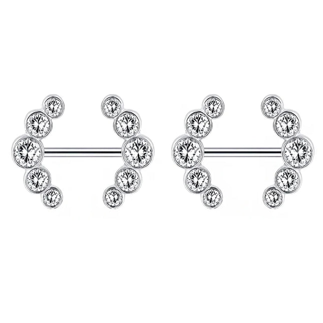 1 Pairs Sexy Heart Nipple Rings CZ Crystal Barbell Nipple Piercing Shield Women Man 316L Steel Body Piercing Jewelry Oreja 14G