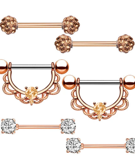 Stainless Steel Heart Nipple Piercing Rings Sets 14G Crystal Tongue Ring Nipple Barbell Lot Sexy Piercing Nipple Body Jewelry