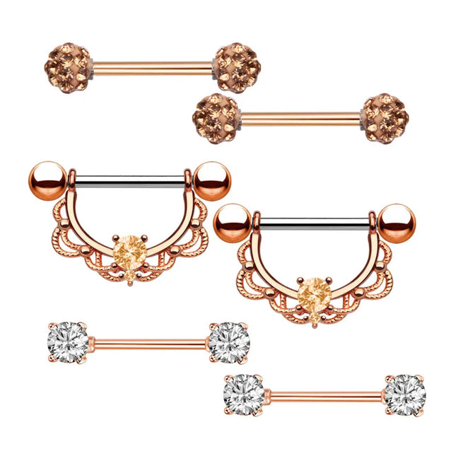 Stainless Steel Heart Nipple Piercing Rings Sets 14G Crystal Tongue Ring Nipple Barbell Lot Sexy Piercing Nipple Body Jewelry