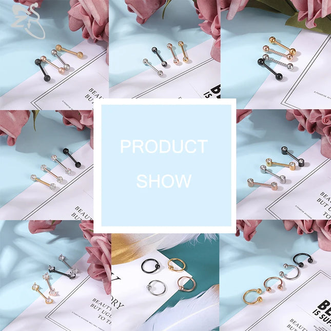 ZS 2PCS Stainless Steel Nipple Piercing Bar For Women 14G Crystal Heart Nipple Shield Ring Horseshoe Barbell Sexy Nipple Jewelry
